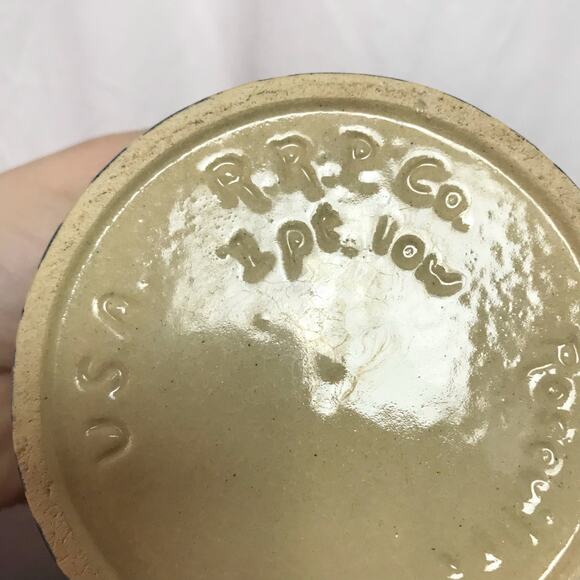 Robinson Ransbottom Roseville Ohio VTG USA Made Spongeware Pottery Planter Pot - Picture 8 of 10